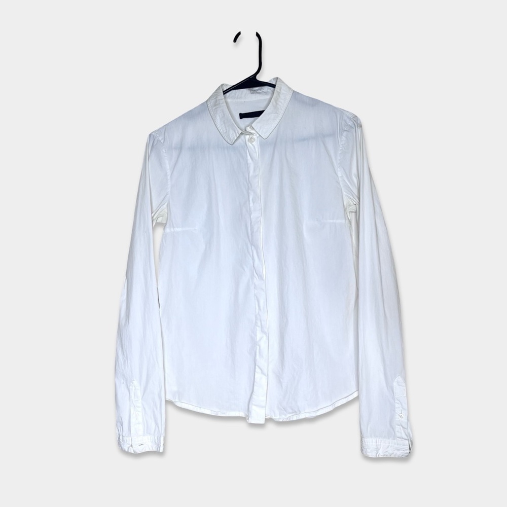 THE ROW Blouse Size 4 Ivory Button Down Long Sleeve Pre-Owned